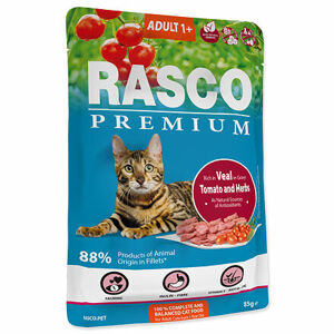 Vrecko RASCO Premium Cat Pouch Adult, Veal, Hearbs 85 g