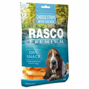 Pochúťka RASCO Premium prúžky syra obalené kuracím mäsom 80 g