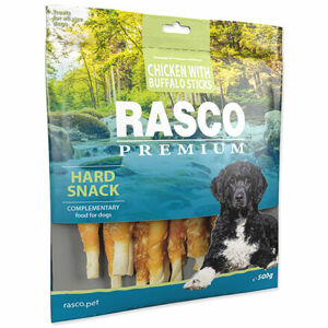 Pochúťka RASCO Premium byvolia tyčinky obalené kuracím mäsom 500 g
