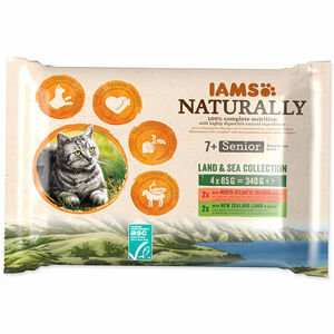 Kapsičky IAMS Naturally Senior morské a suchozemské mäso v omáčke multipack (4x85g) 340 g