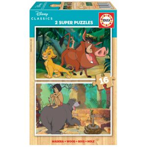 Drevené puzzle Disney Classics Jungle Book Educa 2x16 dielov