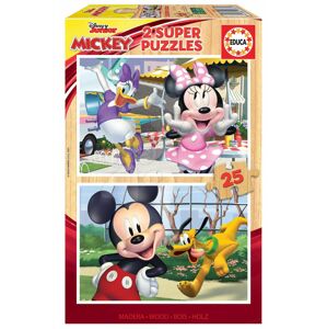 Drevené puzzle Mickey&Friends Educa 2x25 dielov od 4 rokov