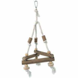 Hračka EPIC PET závesná drevená - triangel s lanom 37 cm
