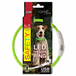 Obojok DOG FANTASY LED nylonový zelený SM 1 ks