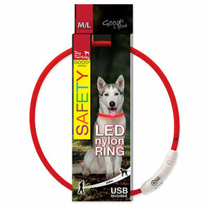 Obojok DOG FANTASY LED nylonový červený ML 1 ks
