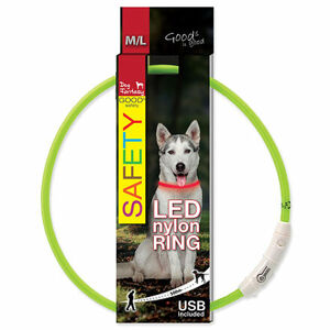 Obojok DOG FANTASY LED nylonový zelený ML 1 ks