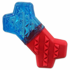 Hračka DOG FANTASY Kosť chladiaca červeno-modrá 13,5x7,4x3,8cm 1 ks