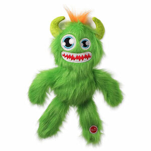 Hračka DOG FANTASY Monsters chlpaté strašidlo pískacie zelené 35 cm