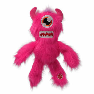 Hračka DOG FANTASY Monsters chlpaté jednooké strašidlo pískacie ružové 35 cm