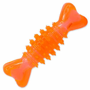 Hračka DOG FANTASY kosť gumová oranžová 12 cm 1 ks