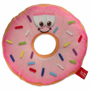 Hračka DOG FANTASY donut s tvárou ružový 12 cm 1 ks