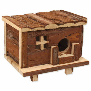 Domček SMALL ANIMALS zrub drevený s kôrou 18 x 13 x 13,5 cm 1 ks
