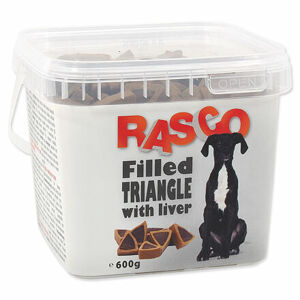 Pochúťka RASCO Dog plnené trojuholníčky s pečeňou 600 g