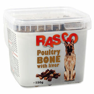 Pochúťka RASCO Dog kosti hydinovej s pečeňou 550 g
