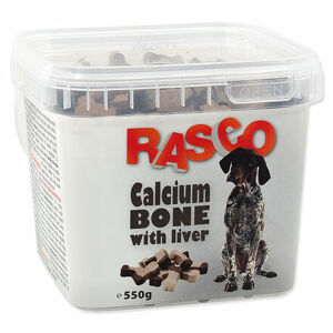 Pochúťka RASCO Dog kosti kalciové s pečeňou 650 g