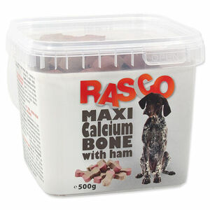 Pochúťka RASCO Dog kosti kalciové so šunkou 500 g