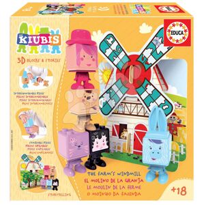 Skladačka Kiubis 3D Blocks & Stories The Farm´s Windmill Educa 5 figúrok a veterný mlyn od 24 mes