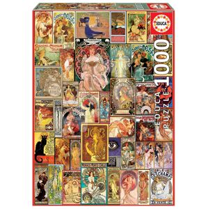 Puzzle Art Nouveau Poster Collage Educa 1000 dielov a Fix lepidlo