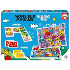 Superpack 4v1 Monsieur Madame Educa domino pexeso a 2 puzzle s 25 dielikmi