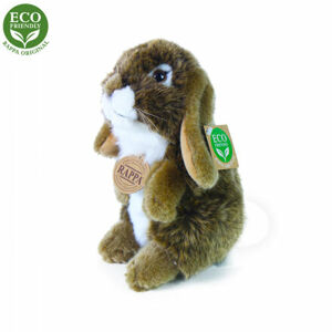 Rappa Plyšový králik hnedý stojaci , 18 cm, ECO-FRIENDLY