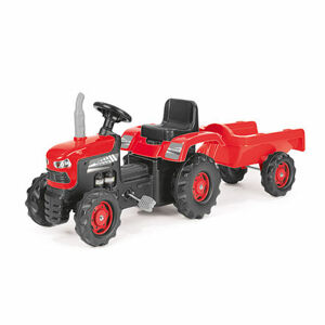 DOLE Šliapací traktor s vlečkou, červený