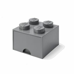 LEGO úložný box 4 s šuplíkom - tmavo šedá