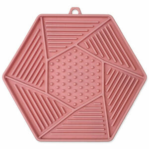 Podložka  EP Lick&Snack lízací hexagon světle růžový 17x15cm