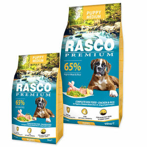 Granule Rasco Premium Puppy Medium kuře s rýží 15kg  + Rasco Premium Puppy Medium 3kg