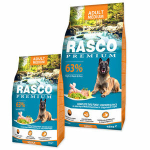 Granule Rasco Premium Adult Medium kuře s rýží 15kg  + Rasco Premium Adult Medium 3kg