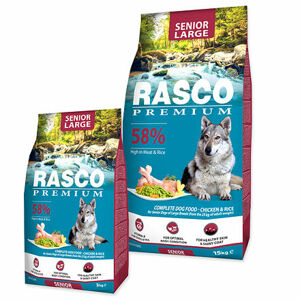 Granule Rasco Premium Senior Large kuře s rýží 15kg  + Rasco Premium Senior Large 3kg