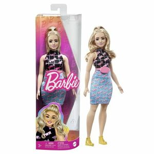 Mattel Barbie MODELKA - ČIERNO-MODRÉ ŠATY S ĽADVINKOU