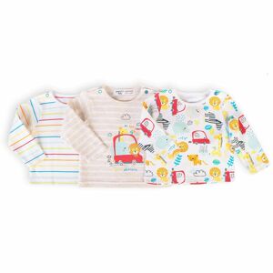 Tričko dojčenské s dlhým rukávom 3pack, Minoti, Car 8, biela - 62/68 | 3-6m