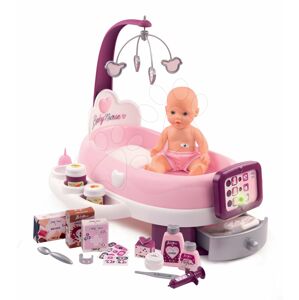 Opatrovateľské centrum elektronické Violette Baby Nurse Smoby s 30 cm cikajúcou bábikou a 24 doplnkami