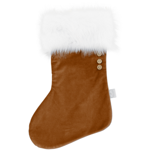 Vianočná čižma karamelová s bielou kožušinou 42x26cm