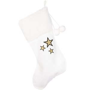 Vianočná čižma biela so zlatými hviezdami 42x26cm