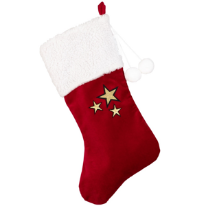 Vianočná čižma červená so zlatými hviezdami 42x26cm