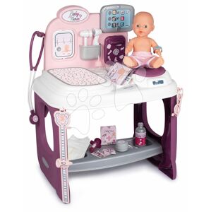 Zdravotnícky a prebaľovací pult Violette Baby Care Center Smoby s elektronickým displejom a 30 cm bábika s 25 doplnkami 68 cm výška