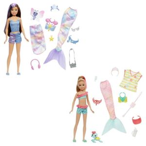 Mattel Barbie SESTRIČKA A KÚZELNÁ PREMENA V MORSKÚ PANNU 2 druhy