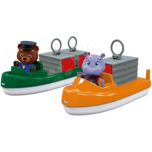 Kontajnerová a nákladná loď AquaPlay s hrošíkom Wilmou a medveďom kapitánom Bo 2 kusy (kompatibilné s Duplom)