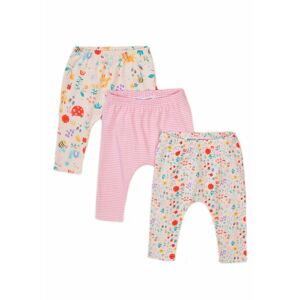 Dojčenské nohavice 3pack, Minoti, Garden 8, ružová - 56/62 | 0-3m