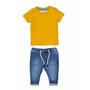 Chlapčenská súprava - tričko a džínsové nohavice, Minoti, Planet 4, žltá - 80/86 | 12-18m