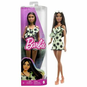 Mattel Barbie MODELKA - LIMETKOVÉ ŠATY S PUNTÍKMI