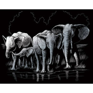 SMT Škrabací obrázok strieborný Royal - Slony
