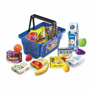 Rappa MINI OBCHOD - nákupný košík s doplnkami a učením ako nakupovať - modrý