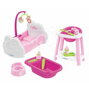 Opatrovateľský kútik pre bábiku Nursery 4in1 Écoiffier postieľka jedálenská stolička vanička a nočník od 18 mes