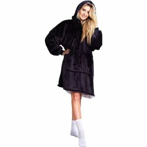 Cozy Noxxiez CH355 Čierna - hrejivá televízna mikinová deka s kapucňou pre teenagerov a dospelých