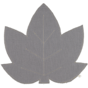 Ľanové prestieranie javorový list tmavo sivá so zlatom 37x37cm