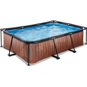 Bazén s filtráciou Wood pool Exit Toys oceľová konštrukcia 220*150*65 cm hnedý od 6 rokov