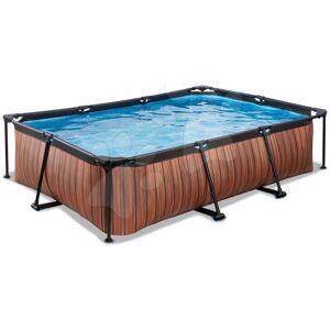 Bazén s filtráciou Wood pool Exit Toys oceľová konštrukcia 300*200*65 cm hnedý od 6 rokov
