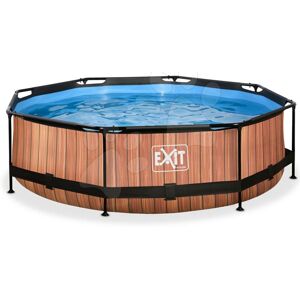Bazén s filtráciou Wood pool Exit Toys kruhový oceľová konštrukcia 300*76 cm hnedý od 6 rokov